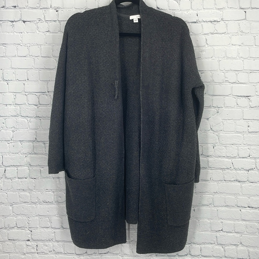 J. Jill oversized Clip Button Dark Grey Cardigan Thick Warm Sweater M